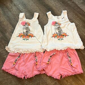 Flapdoodles Twin Girls 4t Summer Outfit Matching Sets Match